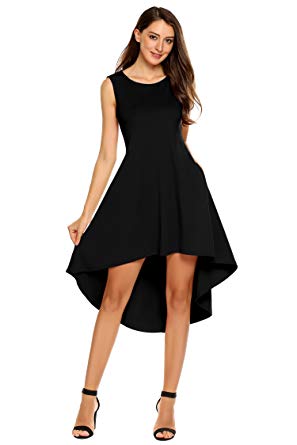 Beyove Women's High Low Sleeveless Dress Crew Neck Casual A Line Swing Midi Dress