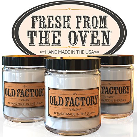 Scented Candles - Fresh from the Oven - Set of 3: Apple Pie, Cinnamon Roll, and Banana Bread - 3 x 4-Ounce Soy Candles