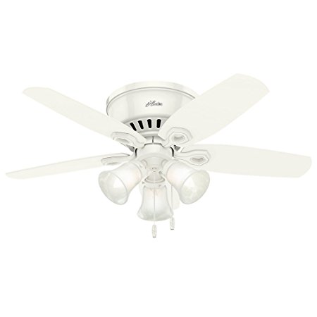 Hunter 51090 42" Builder Low Profile Ceiling Fan with Light, Snow White