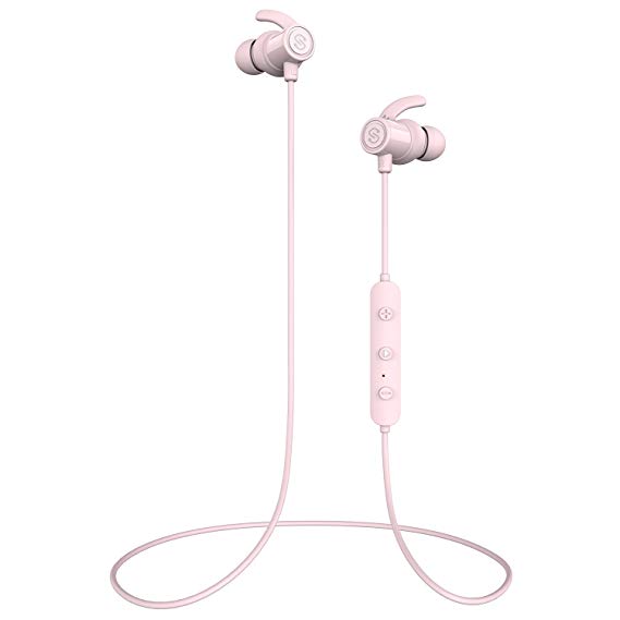 Bluetooth Earphones Super Bass SoundPEATS Wireless Headphones Magnetic Earbuds In-Ear Sports Sweatproof IPX6 Earphones with Mic (High Fidelity Sound, Bluetooth 4.1, aptx, 8 Hours Play Time, Secure Fit Design)- Pink