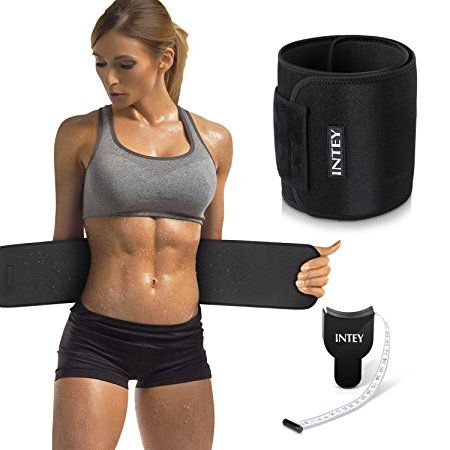 INTEY Sweat Waist Trimmer, Premium Weight Loss Ab Belt for Men & Women Including Free Measuring Tape