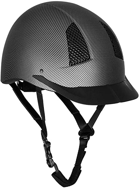 TuffRider Carbon Fiber Shell Helmet | Schooling Protective Head Gear for Equestrian Riders - SEI Certified, Tough and Durable - Black