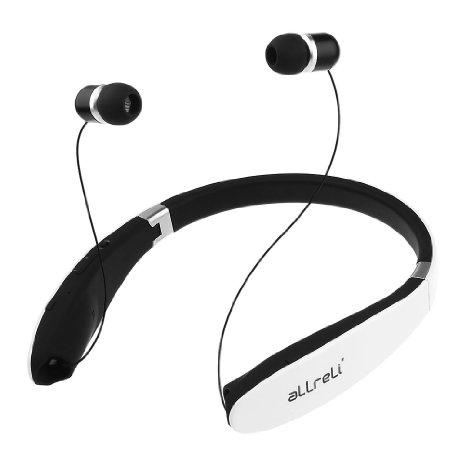 aLLreLi Soba Bluetooth 4.0 Headphones [Retractable & Foldable] Neckband Wireless Universal Stereo Headset for iPhone 6S / Plus, Galaxy S6 Edge Plus, HTC and Other Bluetooth Enabled Devices