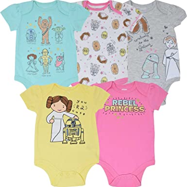 STAR WARS Baby Girls' 5 Pack Bodysuits