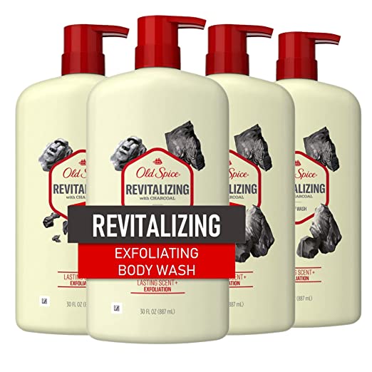 Old Spice Men's Body Wash Revitalizing with Charcoal, 30 oz (Pack of 4)