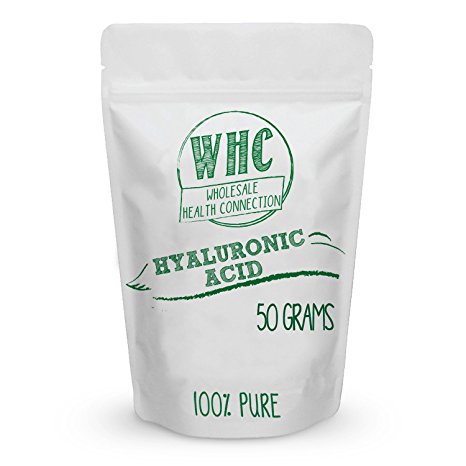 WHC Hyaluronic Acid Powder | Improved Joint Health | Healthy Young Skin | Make Your Own DIY Anti-Aging Serum, Cream, Lotion, or Gel (50g (500 Servings))