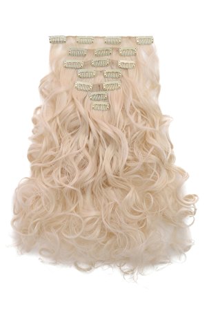 OneDor® 20" Curly Full Head Clip in Synthetic Hair Extensions 7pcs 140g (60#-Platinum Blonde)