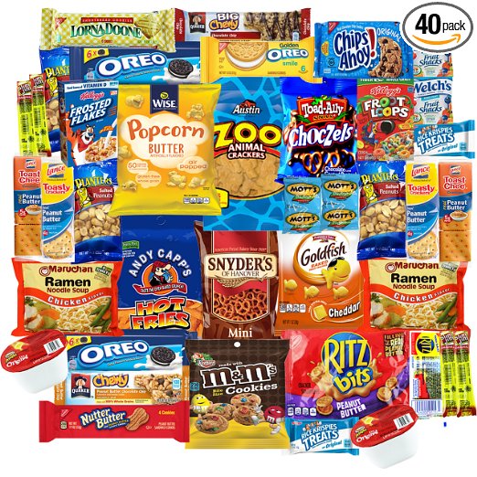 College Students Care Package Sweet & Salty Snacks Assortment (40 Count)