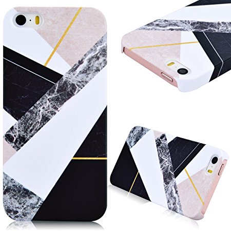 iPhone 7 Case, GrandEver Hard PC Case for Apple iPhone 7 High Quality Plastic Back Cover Stitching Color Pattern Design Flexible Nice Back Case Rigid Protective Shell for Apple iPhone 7 (4.7") -- Black   White   Pink