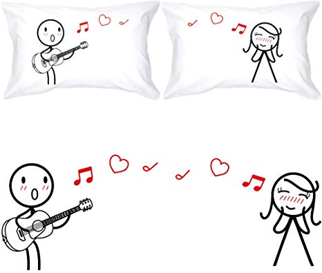 BoldLoft Love Me Tender Couples Pillowcases for Him and Her (King Size)-Couples Gifts for Christmas Anniversary Valentine's Day, 2 Year, Gifts for Girlfriend Wife, Guitar Lover Gifts