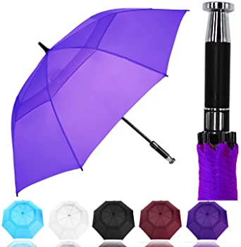 MRTLLOA Golf Umbrella Large 62/68 Inch, Extra Large Oversize Double Canopy Vented Windproof Waterproof Umbrella for Rain, Automatic Open Golf Umbrella with Elegant Metal Handle for Men and Women