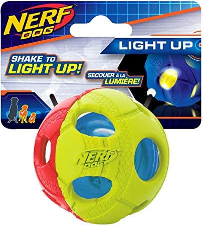 Nerf Dog 2.5in LED Bash Ball, Red/Green Dog Toy