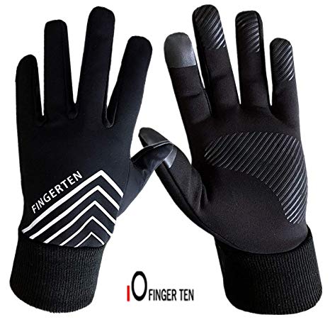 Winter Gloves Men Women Running Touch Screen Fleece Back Waterproof Liner Set,3M Design Grip,with Free Warm Earband
