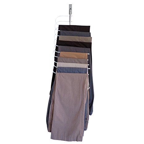 Evelots Over The Door Cascading Pants Hanger Space Saver & Organizer All In One