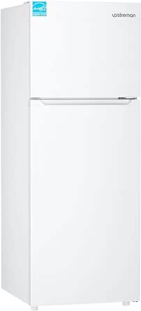 Upstreman 14.7 Cu.Ft. Double Door Fridge in White Steel with Large Capacity Top Freezer, Frost Free, Adjustable Thermostat Control, Fingerprint-resistant,Reversible Door Swing, ENERGY STAR