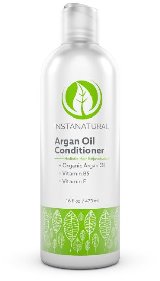 InstaNatural Argan Oil Conditioner - With 100 Certified Organic Moroccan Argan Oil and Vitamin B5 - Best Holistic Treatment for Soft and Silky Hair - Deluxe Nourishment to Hydrate Dry Scalp - 16 OZ