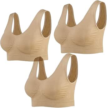 Lemef 3-Pack Seamless Sports Bra Wirefree Yoga Bra with Removable Pads for Women