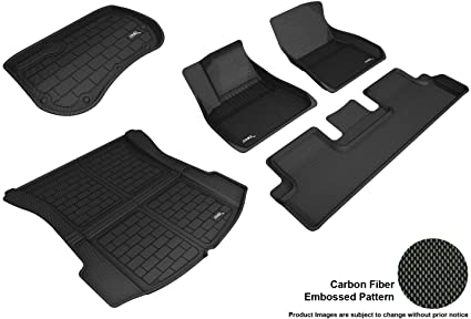 3D MAXpider L1TL99901509 Custom Fit All-Weather Kagu Series Floor Mats, Front Rear Cargo Liner Black Bundle Set Tesla Model 3