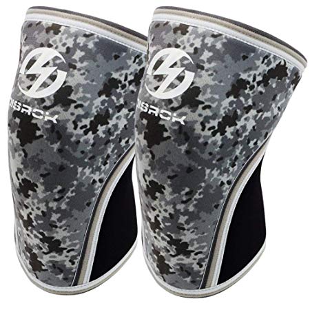 Knee Sleeves (1 pair), 7mm Neoprene Compression Knee Braces, Great Support for Cross training, Weightlifting, Powerlifting, Squats, basketball and More (Medium, Grey Camo)