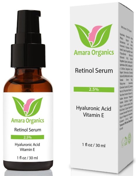 Amara Organics Retinol Serum 25 with Hyaluronic Acid and Vitamin E 1 fl oz