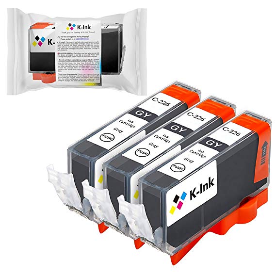 K-Ink CLI 226 Gray Compatible Replacement Ink Cartridges (3 Gray)