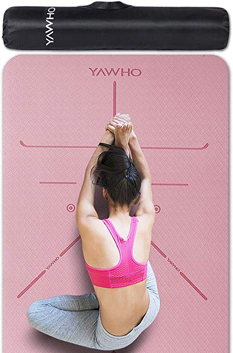 Yoga Mat Fitness Mat Eco Friendly Material SGS Certified Ingredients TPE Specifications 72'' x 26'' Thickness 1/4-Inch Non-Slip Extra Large Yoga Mat with Carry Bag