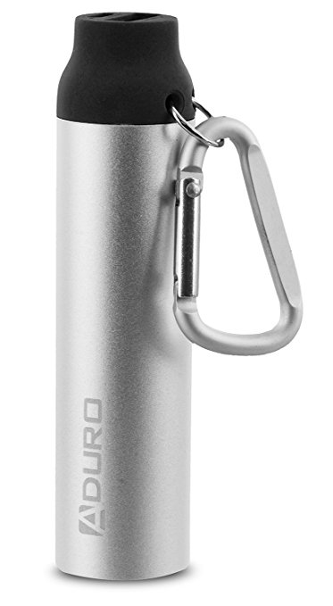 Aduro® PowerUp Portable External 2200 mAh Backup Power Bank / Battery for all USB Devices w/ Carabiner Keychain Hook & LED Indication (Black)