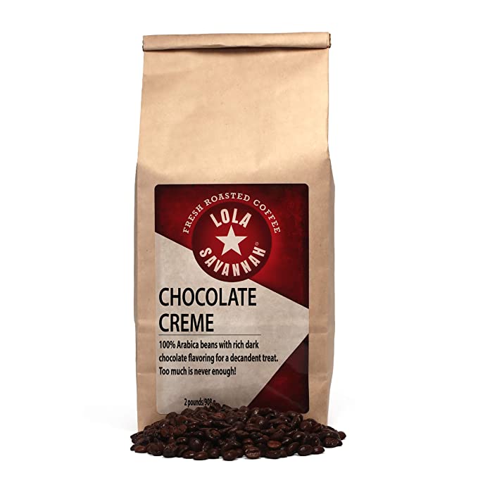 Lola Savannah Chocolate Creme Whole Bean Coffee - Roasted Rich Velvety Chocolate Creating A Decadent Treat | Caffeinated | 2lb Bag