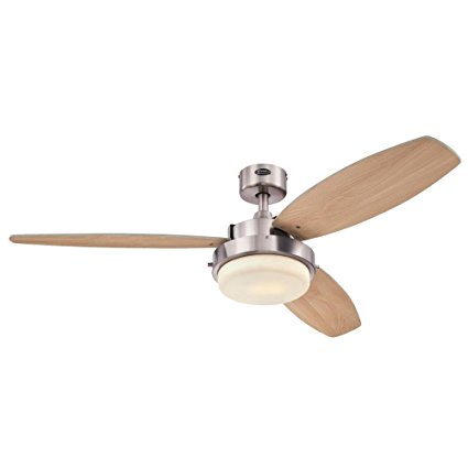 Westinghouse 7209000 Contemporary Alloy Led 52 inch Brushed Nickel Indoor Ceiling Fan, Led Light Kit with Opal Frosted Glass