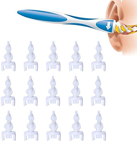 Ear Wax Remover, Ear Cleaner Removal Kit, Smart Ear Swab with Soft Spiral Cleaner Prevent Ear-Pick Tools, Ear Care Kit with 16 Replacement Tips, Suitable for Kids & Adults