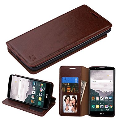 Stylo 2 Plus Case, LG Stylo 2 Plus Case, (MetroPCS, T-Mobile) Wallet Filp Case, BornTech PU Leather Fold stand Wallet pouch with Credit Card Slots Cover Case,(Brown)