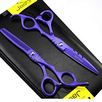 JASON 5.5/6.0 inches Barber Hair Cutting Shear and Salon Hair Thinning Scissor for Professional Hairstylist (5.5 inch, Purple)