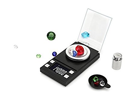 Digital Milligram Scale 50 X 0.001g, 2017 Newest High Precision Jewelry Scale Digital Weight, Mini LCD Pocket Lab Scale with Calibration Weights Tweezers and Weighing Pans