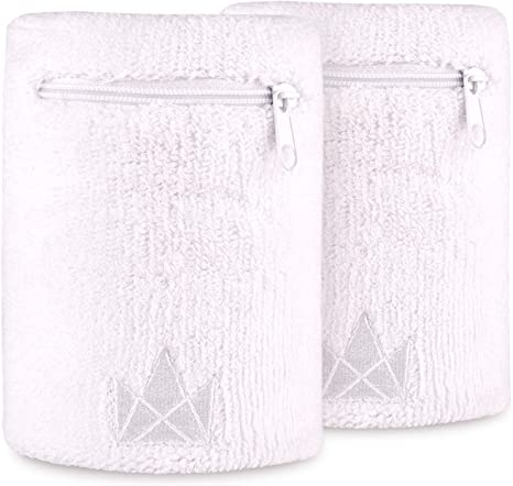 The Friendly Swede Zipper Sweatband Wristband Pocket, Wrist/Ankle Wallet Pouch for Jogging, Sports, Walking (2 Pack)