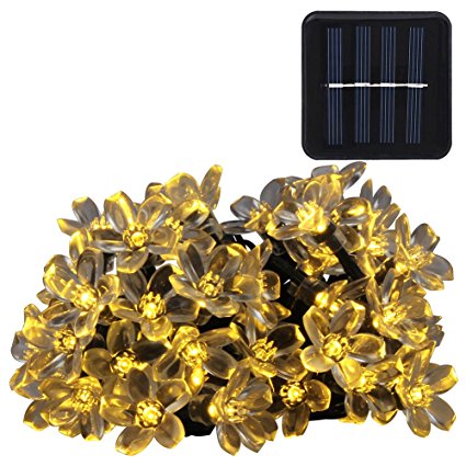 OutopSolar Powered 5m 50LED Outdoor Waterproof Flower String Fairy Lights Warm Color Blossom Lighting for Christmas Garden Patio Yard Home Christmas Tree Parties