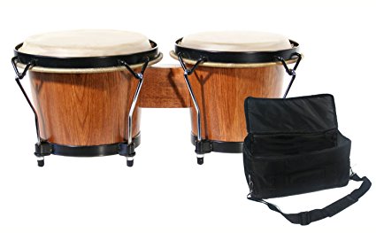RockJam 100300 7" & 8" Bongo Drum Set with Padded Bag, Natural