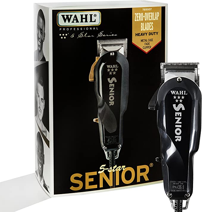Wahl Professional 5 Star Series Senior Clipper #8545 – Great for Professional Stylists and Barbers – V9000 Electromagnetic Motor – Black -Aluminum metal bottom housing