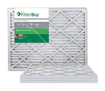 FilterBuy AFB MERV 8 24x24x1 Pleated AC Furnace Air Filter, (Pack of 4 Filters), 24x24x1 - Silver