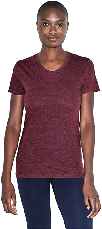 American Apparel Womens Tri-Blend Slim Fit Crewneck Short Sleeve Track T-Shirt T-Shirt