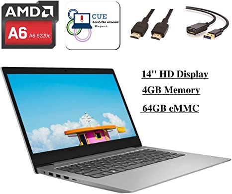 2020 Lenovo Ideapad 14" HD Laptop Computer for Student and Business, AMD A6-9220e, Webcam, HDMI, WiFi, Windows 10 w/  CUE Accessories (4GB RAM, 64GB eMMC)