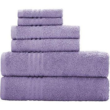Mainstays Essential True Colors Bath Towel Collection, 6-Piece Set (Violet Sky)
