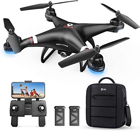 Holy Stone GPS Drone with 1080P HD Camera FPV Live Video for Adults and Kids, Quadcopter HS110G with Carrying Bag, 2 Batteries, Altitude Hold, Follow Me and Auto Return, Easy to Use for Beginner