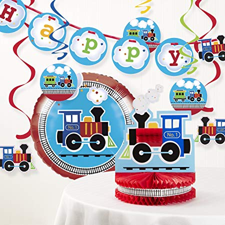 Creative Converting All Aboard Train Birthday Party Decorations Kit