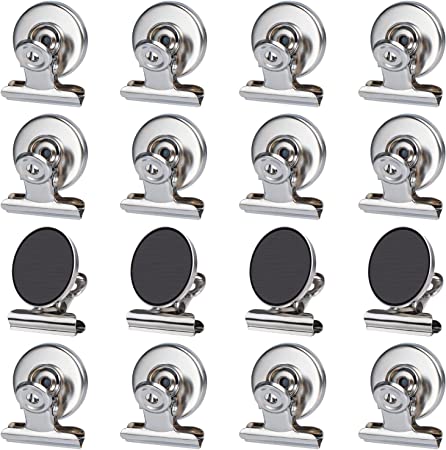 Magnetic Clips 16 Pcak Magnetic Hooks Clips Strong Refrigerator Magnets Clips Fridge Magnets Prefect for House Office School Use, Hanging Home Decoration, Photo Displays