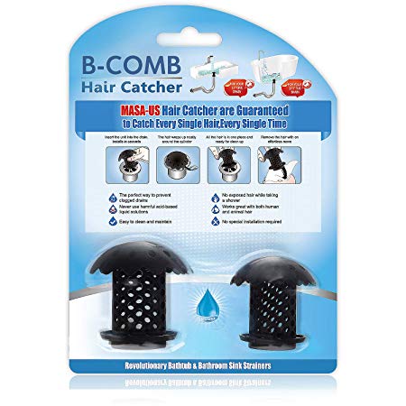 PretiHom B-Comb Universal Bathtub Drain Hair Catcher Stand-Up Shower Stall Drain Protector/Strainer/Snare 2 Pack