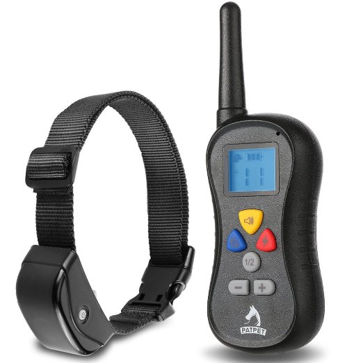 Patpet PTS-008 330 yards Remote Dog Training Collar - Has Shock Vibration and Tone with Backlight LCD Separate Silicone Buttons and Water-resistant Receiver Best for Large Medium and Small Dogs