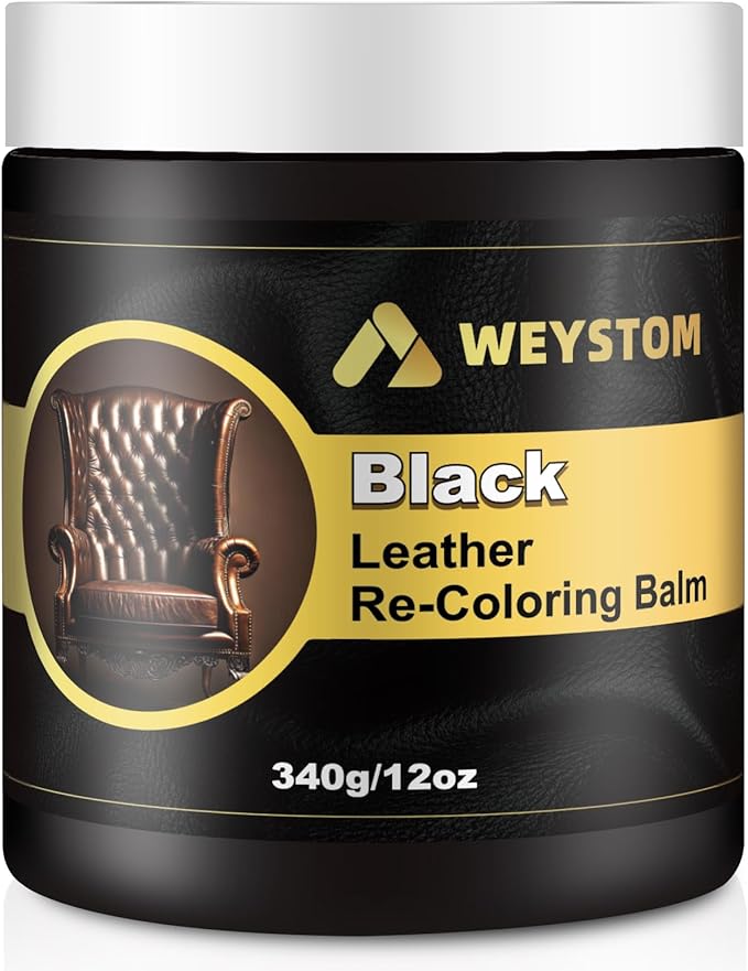 WEYSTOM Leather Recoloring Balm - Leather Repair Kit for Furniture, Leather Dye, Recolor, Renew, Repair & Restore Aged, Faded, Cracked, Peeling and Scuffed Leather (Black)