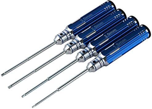 Les yeu 4pc 1.5mm 2.0mm 2.5mm 3.0mm Hex Screw Driver Tools Kit Set for Rc Helicopter Blue