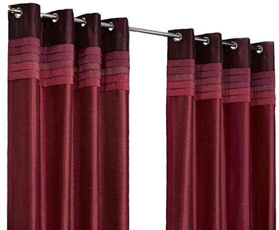 Hamilton McBride Seattle Red Ring Top / Eyelet Fully Lined Readymade Curtain Pair 90x72in(228x182cm) Approx