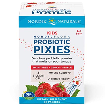 Nordic Naturals Kids Probiotic Pixies - Probiotic Powder for Children's Digestive Health, Sugar-Free, Vegetarian, Vegan - 30 Count, Berry